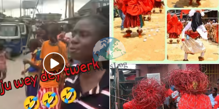 SHOCKING VIDEO: Ejeba Juju Masquerade Goes Mad, Brutally Beats Pastor and Church Members in Delta State Festival – See What Happened