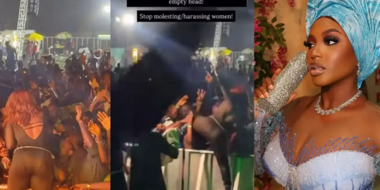 Trending clip shows how Handi handled a male fan who grabbed her bosom cavity while she was performing in Ibadan (Video)