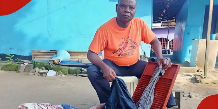 Elderly man shares photo washing clothes and claims daughters abandoned him, one responds