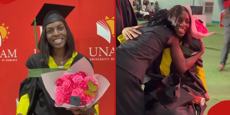Beautiful moment mother walks to graduate daughter in wheelchair, gifts her bouquet