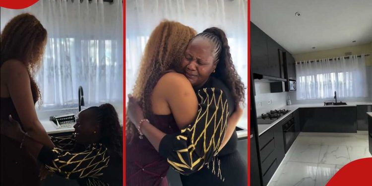 Mother kneels, uncontrollably cries after daughter gifts her fully furnished modern house