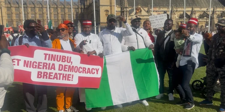 ADC diaspora protests in London, petitions UK Parliament over Tinubu’s alleged one-party state agenda