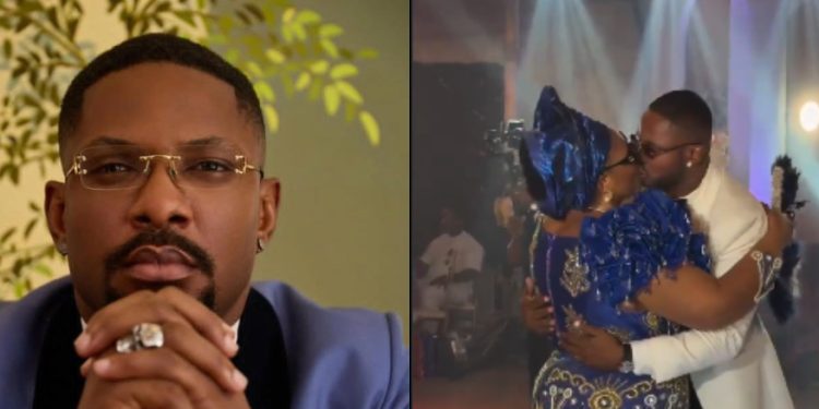 “This Isn’t Our Way In Naija”- Netizens React As BBN’s Cross Kisses Mother On Lips At His Wedding