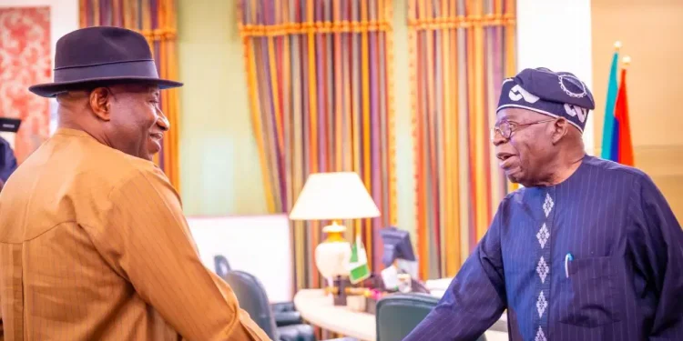 Tinubu, Jonathan meet at Aso Villa