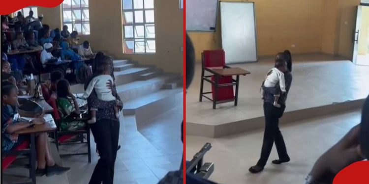 Lecturer melts hearts after holding student’s baby to allow her sit exams