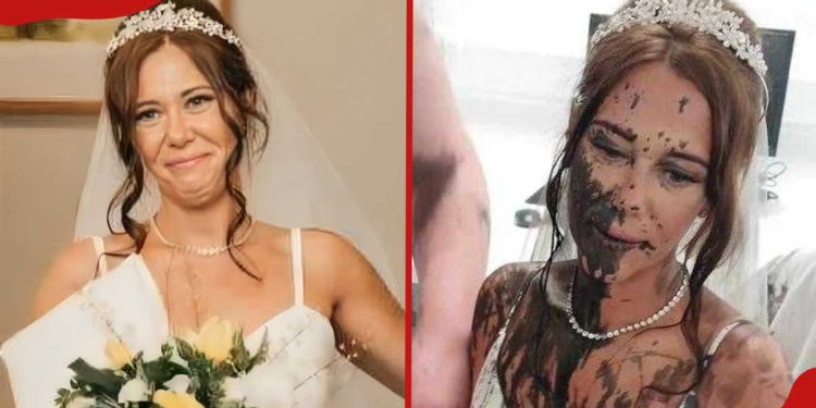 Bride's white gown doused in black paint by sister-in-law in shock wedding attack